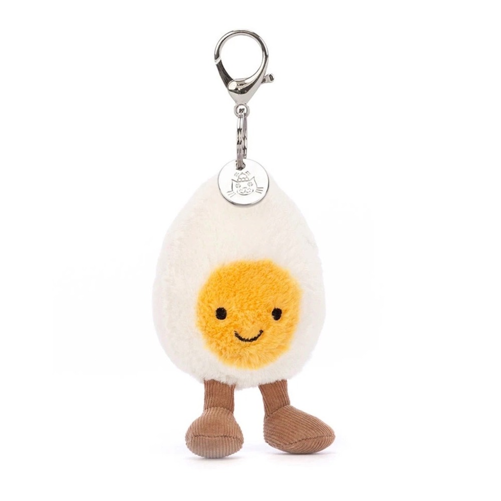 Jellycat Amuseables Happy Boiled Egg Bag Charm Keychain Retired NWT